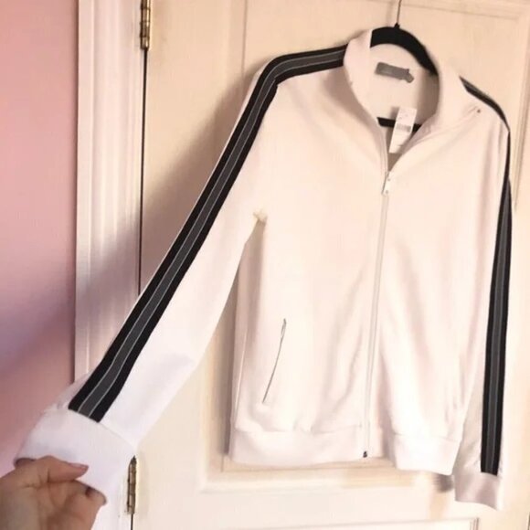 🆕 VINCE men’s zip front white track jacket NWT - Picture 5 of 10